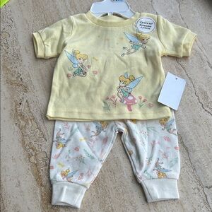 NEW Disney Baby Tinker Bell Yellow Fairy Baby Outfit 0-3 months